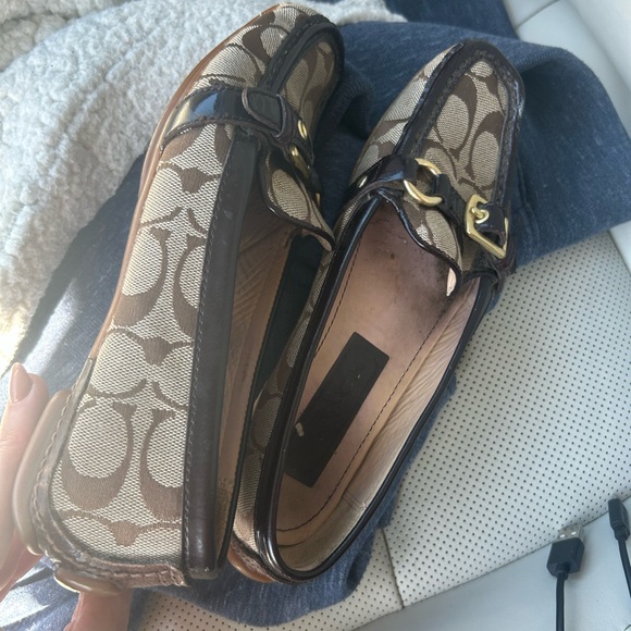 Coach Brown Leather Loafers with Gold Detailing - Picture 3 of 9